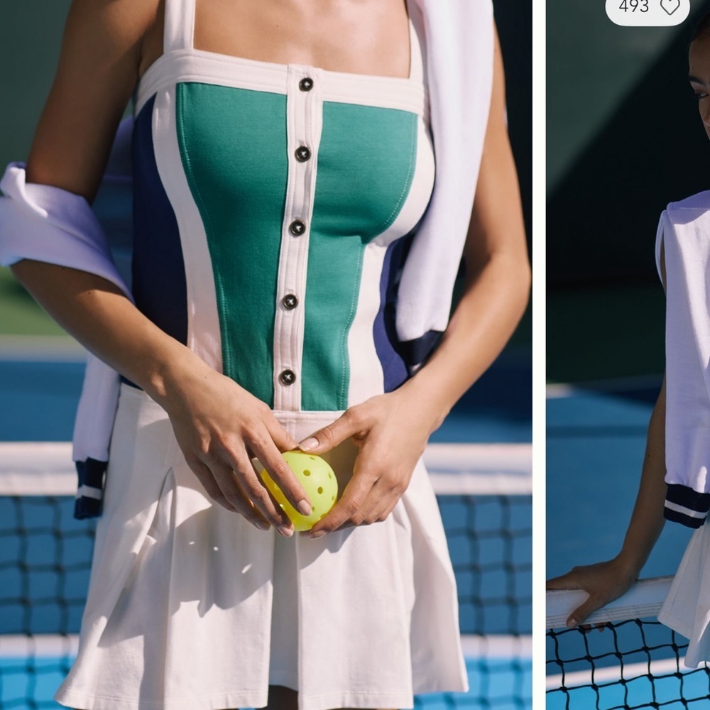 Daily Practice by Anthropologie Sleeveless Pleated Mini Dress XL Pickle Ball - Picture 10 of 10